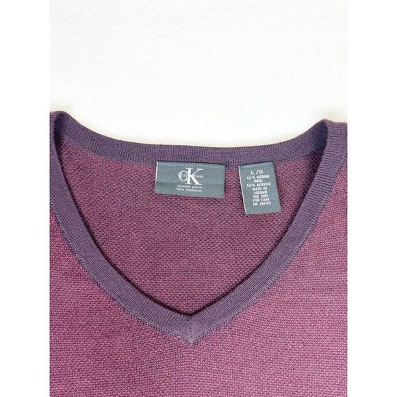 Calvin Klein Sweater Large Red Burgundy Wool Blend Knit - Picture 4 of 7